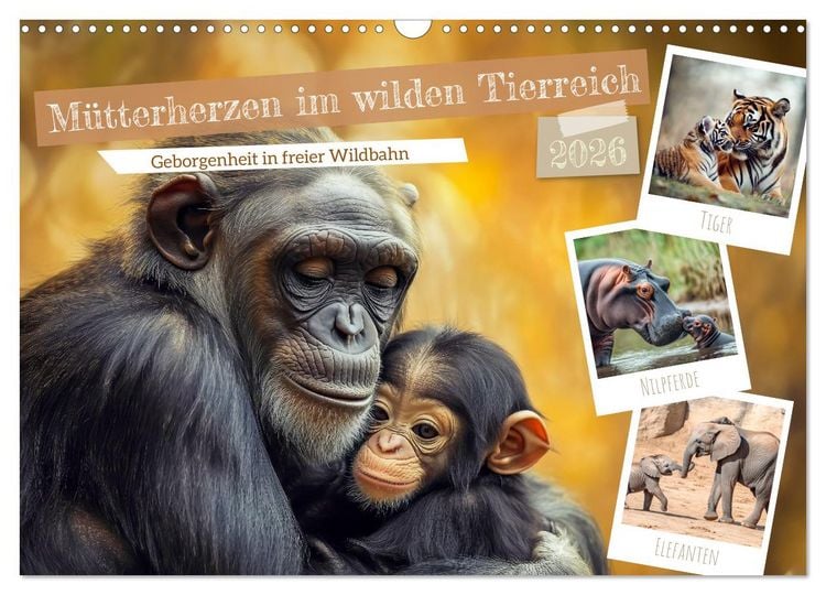 Produktbild: M&uuml;tterherzen im wilden Tierreich (Wandkalender 2026 DIN A3 quer), CALVENDO Monatskalender