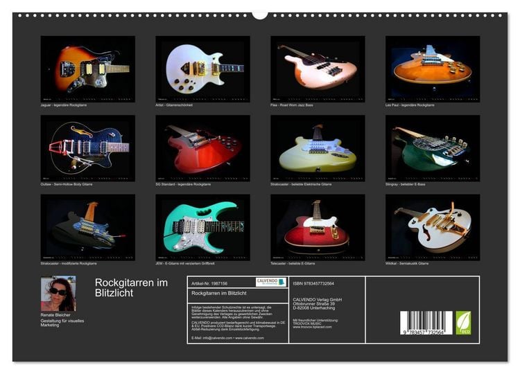 Produktbild: Rockgitarren im Blitzlicht (hochwertiger Premium Wandkalender 2026 DIN A2 quer), Kunstdruck in Hochglanz