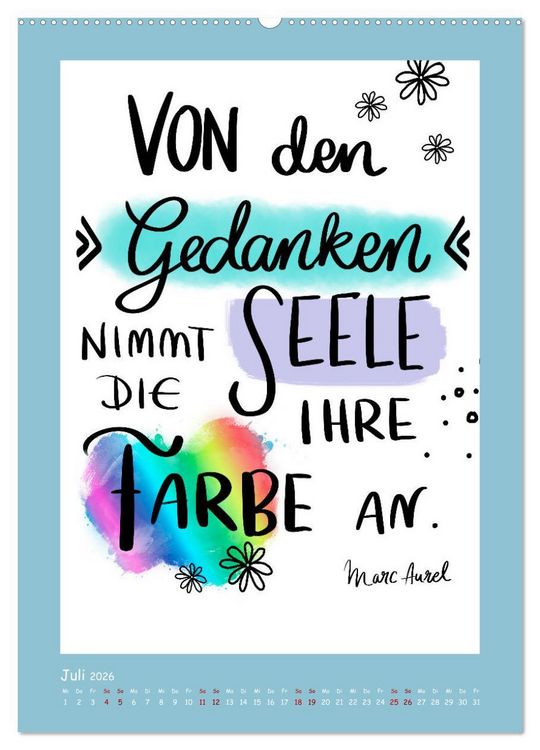 Produktbild: Nachgedacht-Spr&uuml;che und Zitate (Wandkalender 2026 DIN A2 hoch), CALVENDO Monatskalender