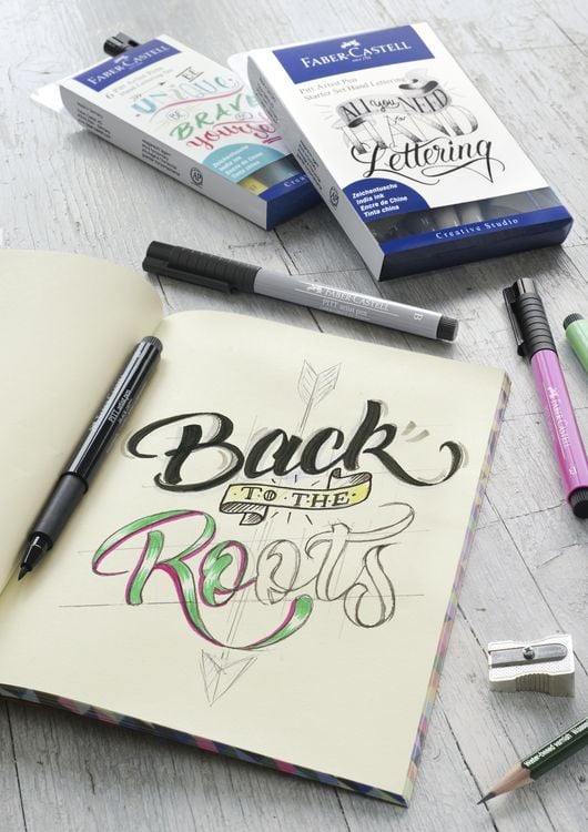 Produktbild: Faber-Castell Tuschestifte Pitt Artist Pens Hand Lettering, Gr&uuml;nt&ouml;ne, 6er Etui