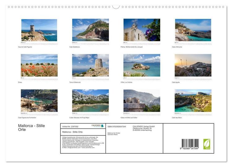 Produktbild: Mallorca - Stille Orte (Wandkalender 2027 DIN A2 quer), CALVENDO Monatskalender