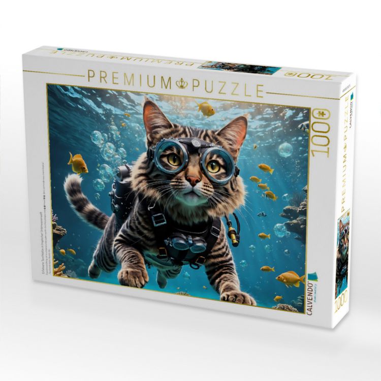Produktbild: CALVENDO Puzzle Erfahrene Tauchkatze in tropischer Unterwasserwelt | 1000 Teile Lege-Gr&ouml;&szlig;e 64x48cm Foto-Puzzle f&uuml;r gl&uuml;ckliche Stunden