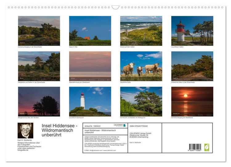 Produktbild: Insel Hiddensee - Wildromantisch unber&uuml;hrt (Wandkalender 2026 DIN A2 quer), CALVENDO Monatskalender