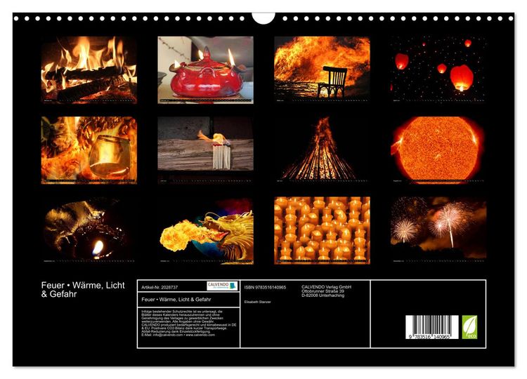 Produktbild: Feuer &bull; W&auml;rme, Licht & Gefahr (Wandkalender 2026 DIN A3 quer), CALVENDO Monatskalender