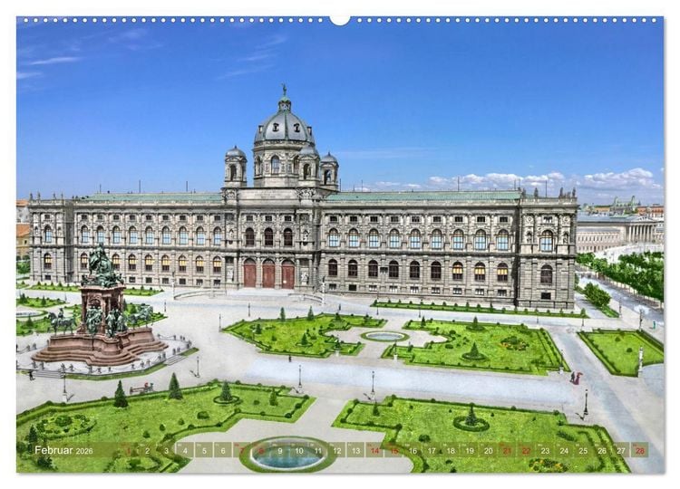 Produktbild: Wien um das Jahr 1900 - Fotos neu restauriert und koloriert (hochwertiger Premium Wandkalender 2026 DIN A2 quer), Kunstdruck in Hochglanz