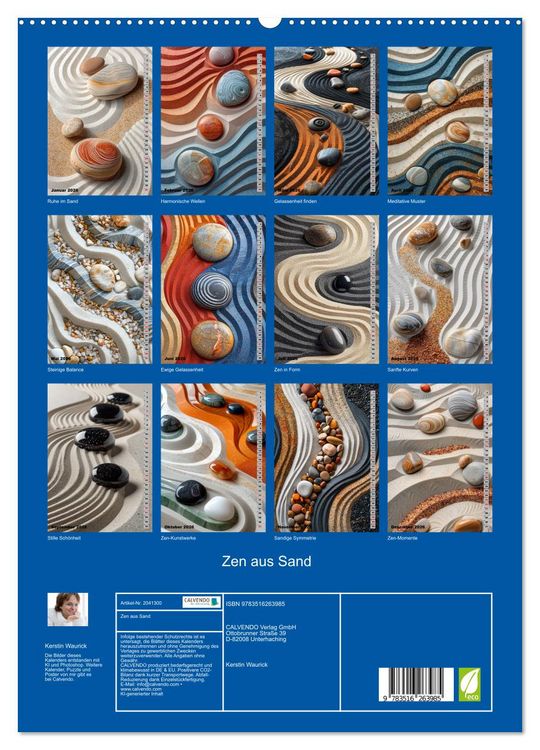 Produktbild: Zen aus Sand (hochwertiger Premium Wandkalender 2026 DIN A2 hoch), Kunstdruck in Hochglanz