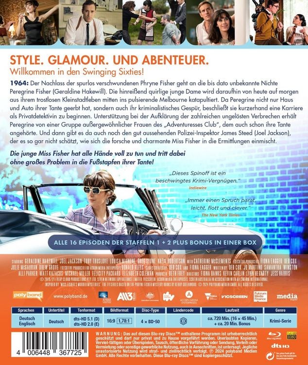 Produktbild: Miss Fishers neue mysteri&ouml;se Mordf&auml;lle - Die komplette Serie [4 BRs]