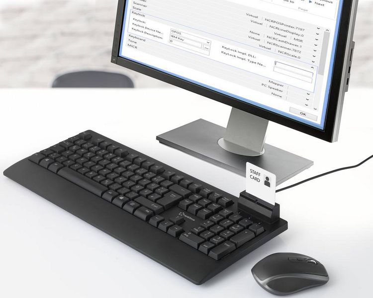 Produktbild: Renkforce RF-CKB-200 USB Tastatur Deutsch, QWERTZ Schwarz Chipkarten-Leser
