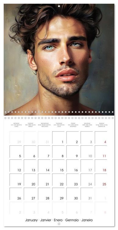 Produktbild: Sous le charme d'hommes sensuels (Calendrier mural carr&eacute; 2026 30x30 cm) Calendrier double avec une page pour vos prises de notes
