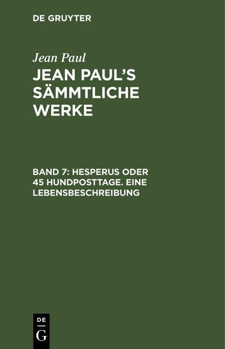 Produktbild: Hesperus oder 45 Hundposttage. Eine Lebensbeschreibung