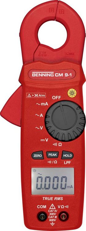 Produktbild: Benning CM 9-1 Stromzange digital CAT IV 300 V Anzeige (Counts): 6000