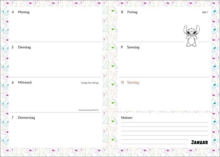 Produktbild: Stitch 17-Monats-Kalenderbuch A5 2027 - 17 Monate. Von August 2026 bis Dezember 2027