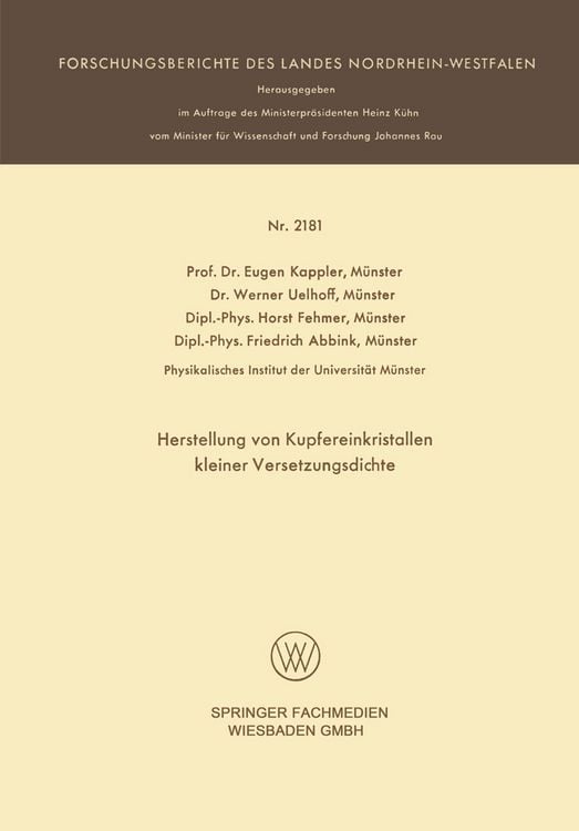 Produktbild: Herstellung von Kupfereinkristallen kleiner Versetzungsdichte