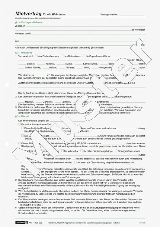 Produktbild: Brunnen Mietvertrag H&auml;user 5S