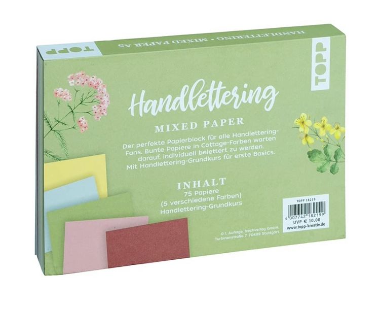 Produktbild: Handlettering Mixed Paper Block Cottage Dreams - Gelb, Gr&uuml;n, Blau, Rosa, Rot - A5