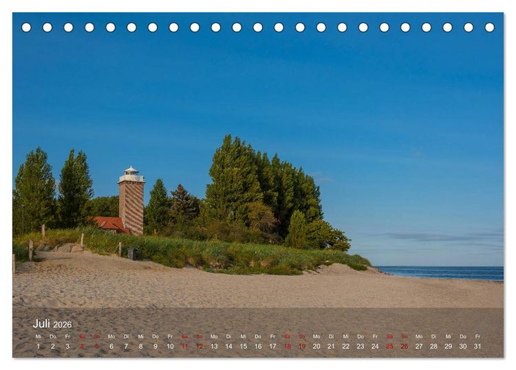 Produktbild: Die sch&ouml;nsten Leuchtt&uuml;rme - Deutsche Ostsee (Tischkalender 2026 DIN A5 quer), CALVENDO Monatskalender