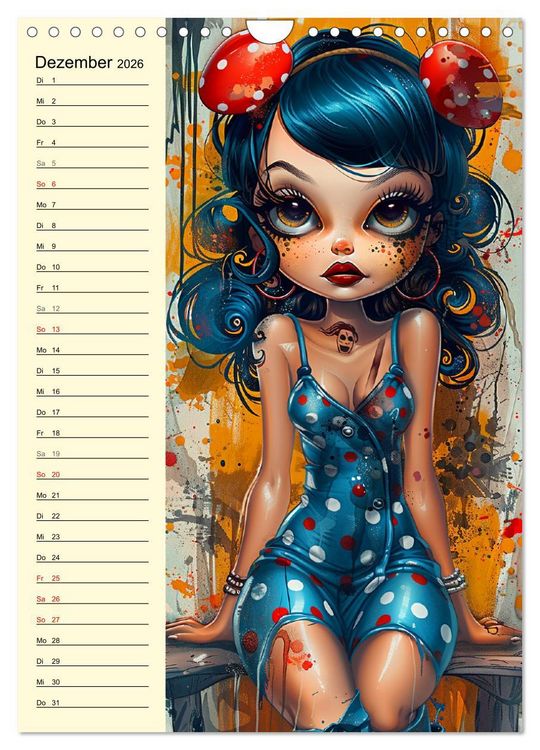 Produktbild: Rockabilly. Strange Comic-Kunst Girls im 50er-Jahre Stil (Wandkalender 2026 DIN A4 hoch), CALVENDO Monatskalender