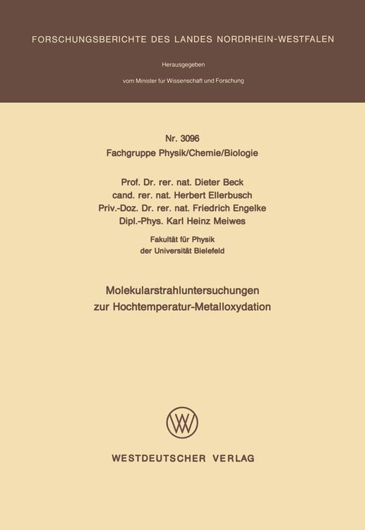 Produktbild: Molekularstrahluntersuchungen zur Hochtemperatur- Metalloxydation