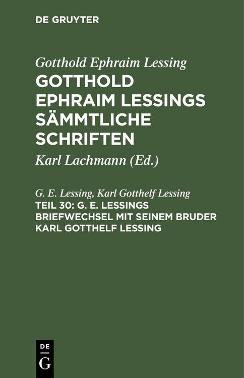 Produktbild: G. E. Lessings Briefwechsel mit seinem Bruder Karl Gotthelf Lessing
