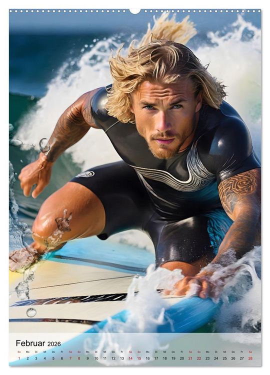 Produktbild: Surferboys - coole Jungs unter hei&szlig;er Sonne (Wandkalender 2026 DIN A2 hoch), CALVENDO Monatskalender