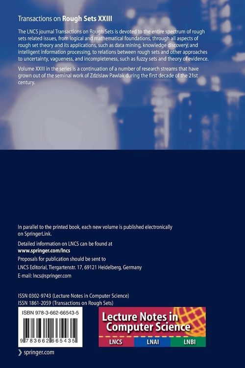 Produktbild: Transactions on Rough Sets XXIII