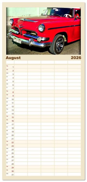 Produktbild: Familienplaner 2026 - DODGE '55 mit 5 Spalten (Wandkalender, 21 x 45 cm) CALVENDO