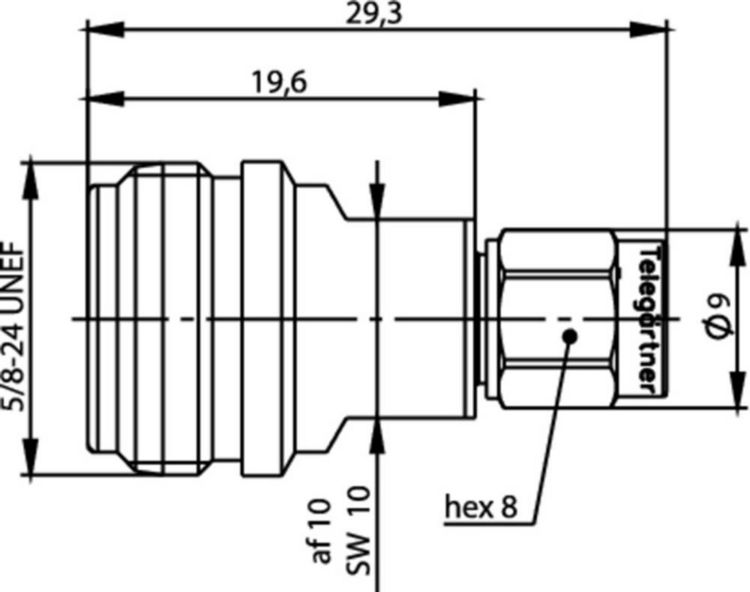 Produktbild: Teleg&auml;rtner 100024218 100024218 Koax-Adapter N-Buchse - SMA-Stecker 1St.