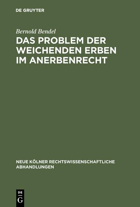 Produktbild: Das Problem der weichenden Erben im Anerbenrecht