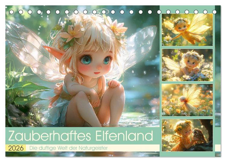 Produktbild: Zauberhaftes Elfenland. Die duftige Welt der Naturgeister (Tischkalender 2026 DIN A5 quer), CALVENDO Monatskalender