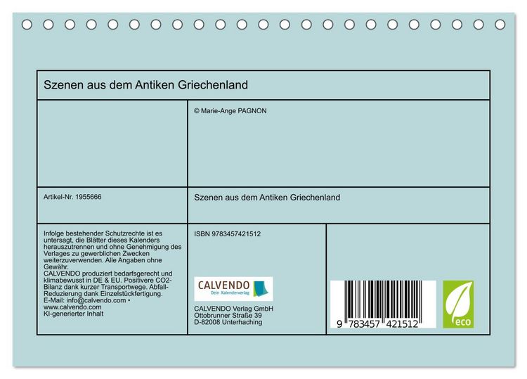 Produktbild: Szenen aus dem Antiken Griechenland (Tischkalender 2026 DIN A5 quer), CALVENDO Monatskalender