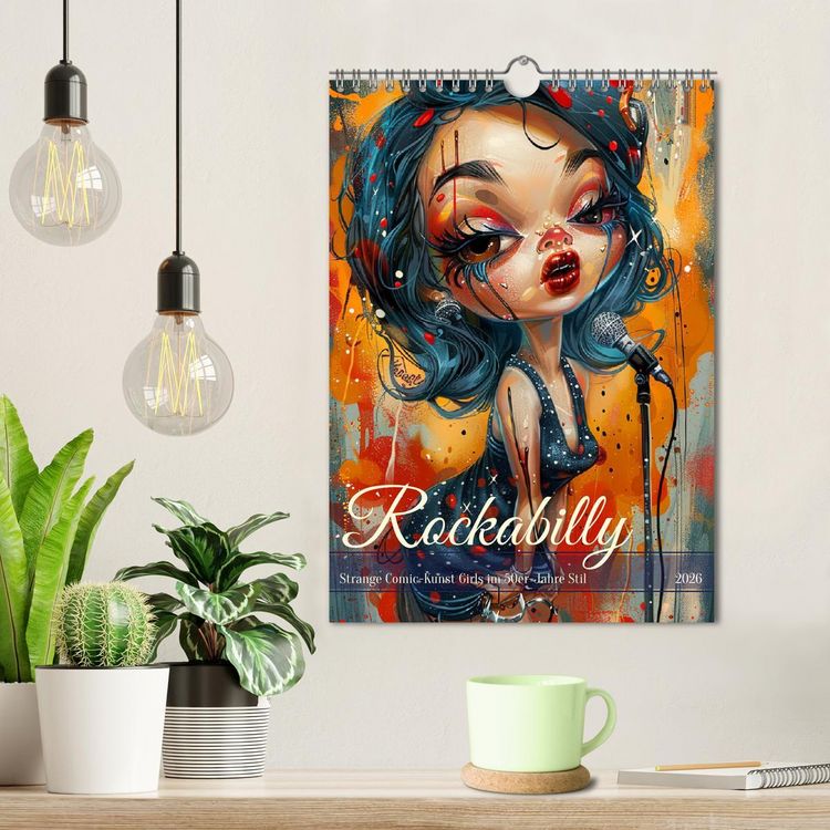Produktbild: Rockabilly. Strange Comic-Kunst Girls im 50er-Jahre Stil (Wandkalender 2026 DIN A4 hoch), CALVENDO Monatskalender