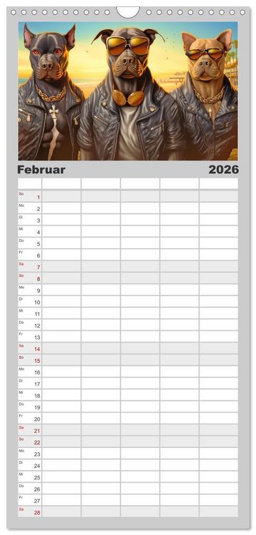 Produktbild: Familienplaner 2026 - Gangsterhunde - KI-Bilder mit 5 Spalten (Wandkalender, 21 x 45 cm) CALVENDO
