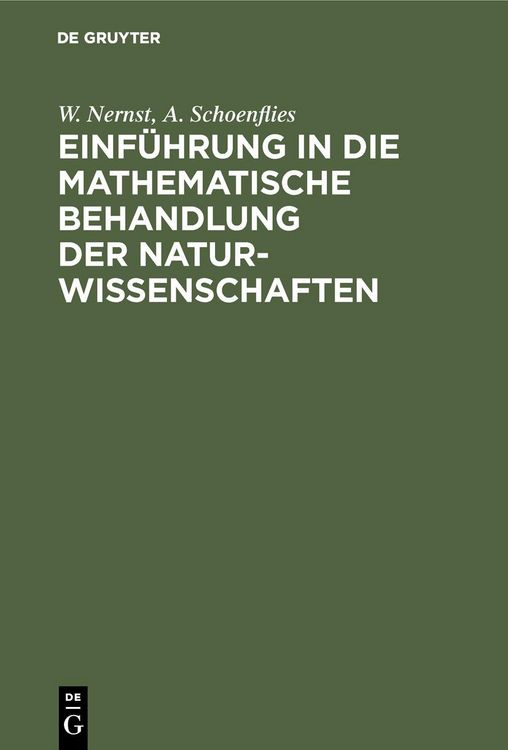 Produktbild: Einf&uuml;hrung in die mathematische Behandlung der Naturwissenschaften