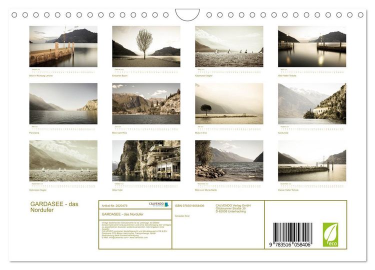 Produktbild: GARDASEE - das Nordufer (Wandkalender 2026 DIN A4 quer), CALVENDO Monatskalender