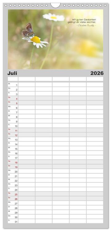 Produktbild: Familienplaner 2026 - Mit guten Gedanken durch das Jahr mit 5 Spalten (Wandkalender, 21 x 45 cm) CALVENDO