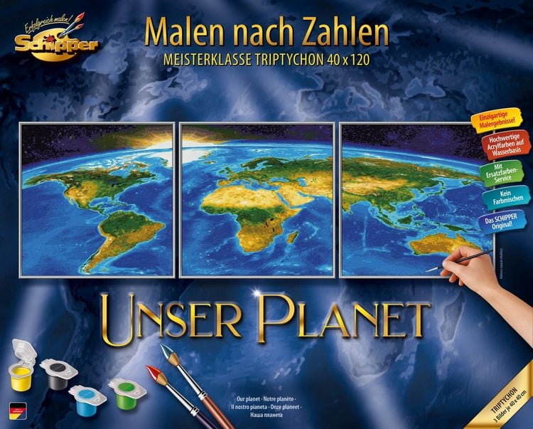 Produktbild: Schipper 609470855 - Malen nach Zahlen, Unser Planet, Triptychon, 40 x 120 cm