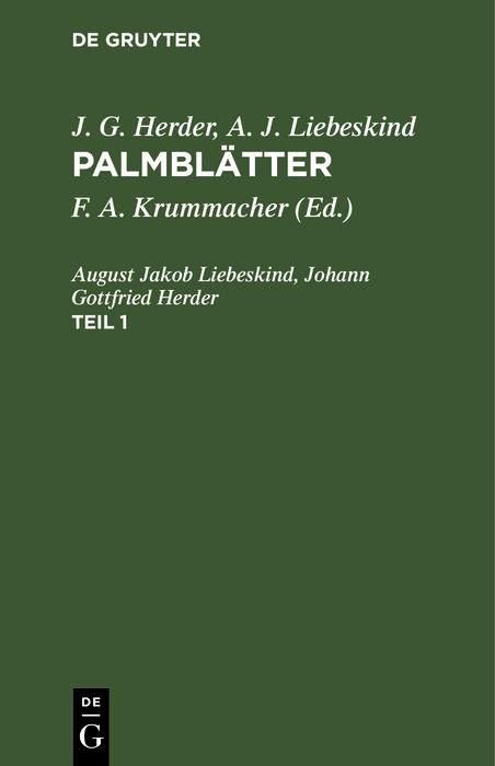 Produktbild: J. G. Herder; A. J. Liebeskind: Palmbl&auml;tter. Teil 1