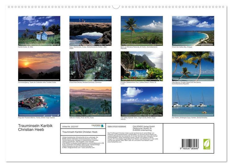 Produktbild: Trauminseln Karibik Christian Heeb (hochwertiger Premium Wandkalender 2026 DIN A2 quer), Kunstdruck in Hochglanz