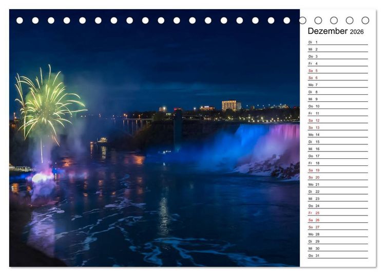 Produktbild: NIAGARAF&Auml;LLE Idyllische Impressionen bei Tag und Nacht (Tischkalender 2026 DIN A5 quer), CALVENDO Monatskalender