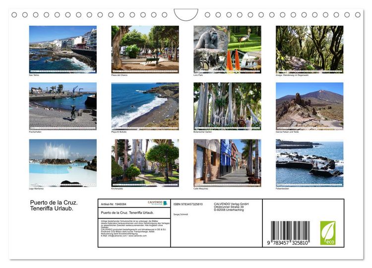 Produktbild: Puerto de la Cruz. Teneriffa Urlaub. (Wandkalender 2026 DIN A4 quer), CALVENDO Monatskalender