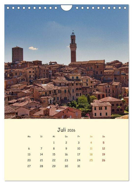 Produktbild: Siena - Impressionen (Wandkalender 2026 DIN A4 hoch), CALVENDO Monatskalender