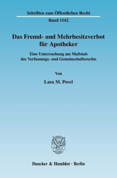 Produktbild: Das Fremd- und Mehrbesitzverbot f&uuml;r Apotheker.