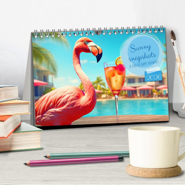 Produktbild: Sunny snapshots - A year of happy animals (Desk Calendar 2026 DIN A5 landscape), CALVENDO 12 Month DeskCalendar