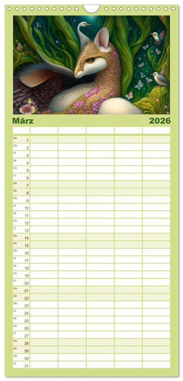 Produktbild: Familienplaner 2026 - M&auml;rchenhafte Wesen - Im Land der Fabeltiere mit 5 Spalten (Wandkalender, 21 x 45 cm) CALVENDO