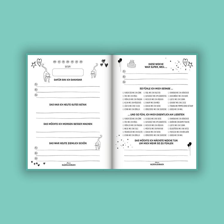 Produktbild: Mein kleines Gl&uuml;cklichbuch | Dankbarkeitstagebuch f&uuml;r Kinder | 3 Minuten Tagebuch f&uuml;r Kinder