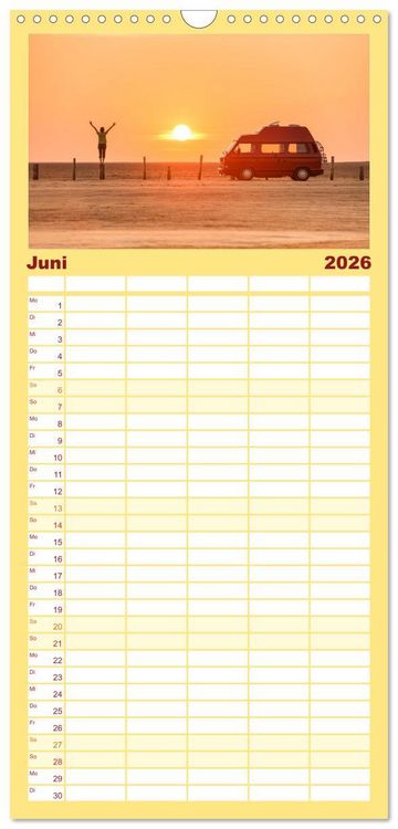 Produktbild: Familienplaner 2026 - Vanlife - Gl&uuml;cklich auf vier R&auml;dern mit 5 Spalten (Wandkalender, 21 x 45 cm) CALVENDO