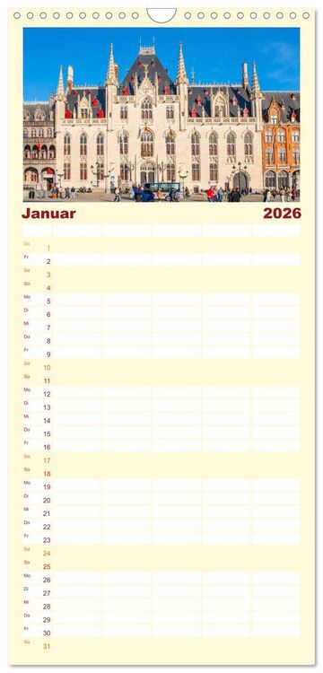 Produktbild: Familienplaner 2026 - Br&uuml;gge - malerische Stadt mit Charme mit 5 Spalten (Wandkalender, 21 x 45 cm) CALVENDO