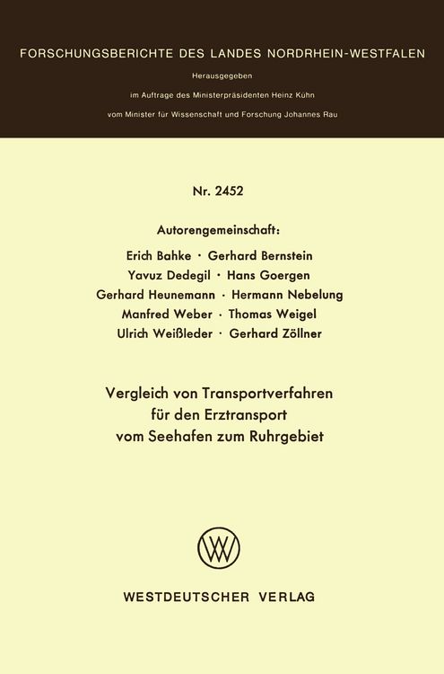 Produktbild: Vergleich von Transportverfahren f&uuml;r den Erztransport vom Seehafen zum Ruhrgebiet