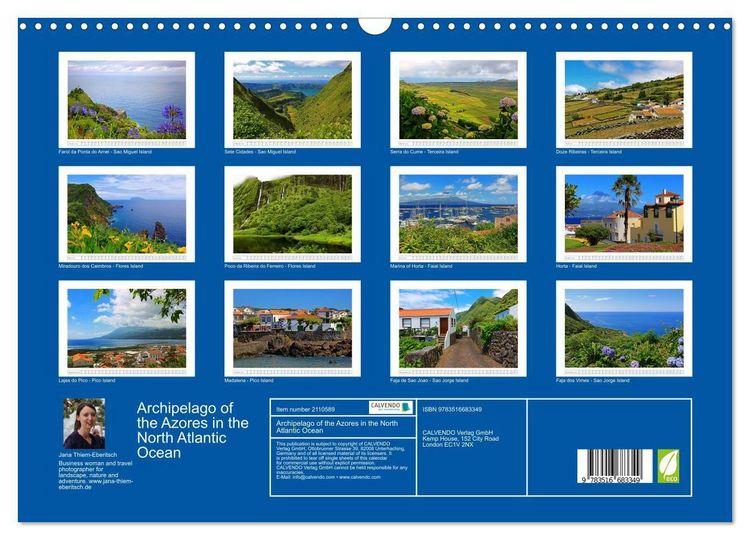 Produktbild: Archipelago of the Azores in the North Atlantic Ocean (Wall Calendar 2026 DIN A3 landscape), CALVENDO 12 Month Wall Calendar