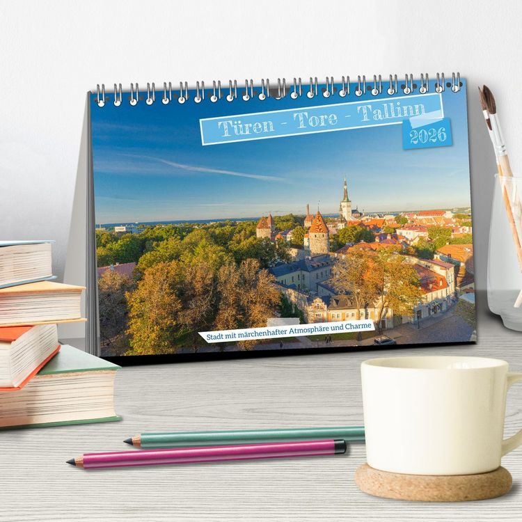 Produktbild: T&uuml;ren-Tore-Tallinn, Stadt mit m&auml;rchenhafter Atmosph&auml;re und Charme (Tischkalender 2026 DIN A5 quer), CALVENDO Monatskalender